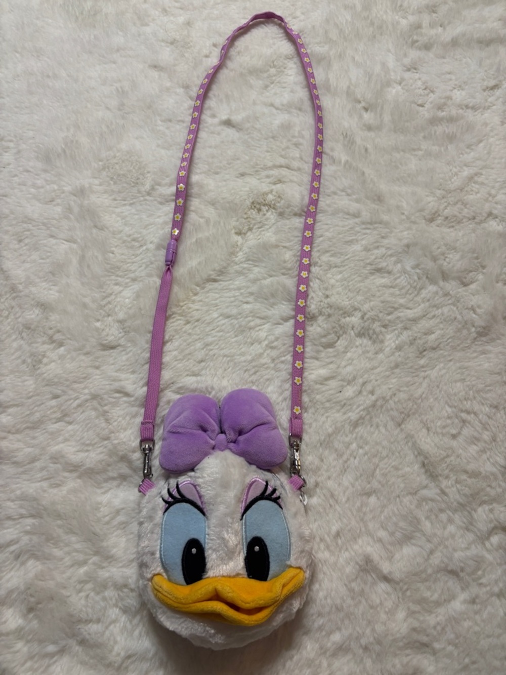 Disney Daisy Duck Plush Crossbody Bag in Lavender and Yellow